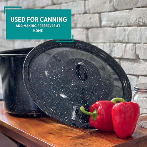 MIRRO 210qt Enamel Stock Pot with Rack Black