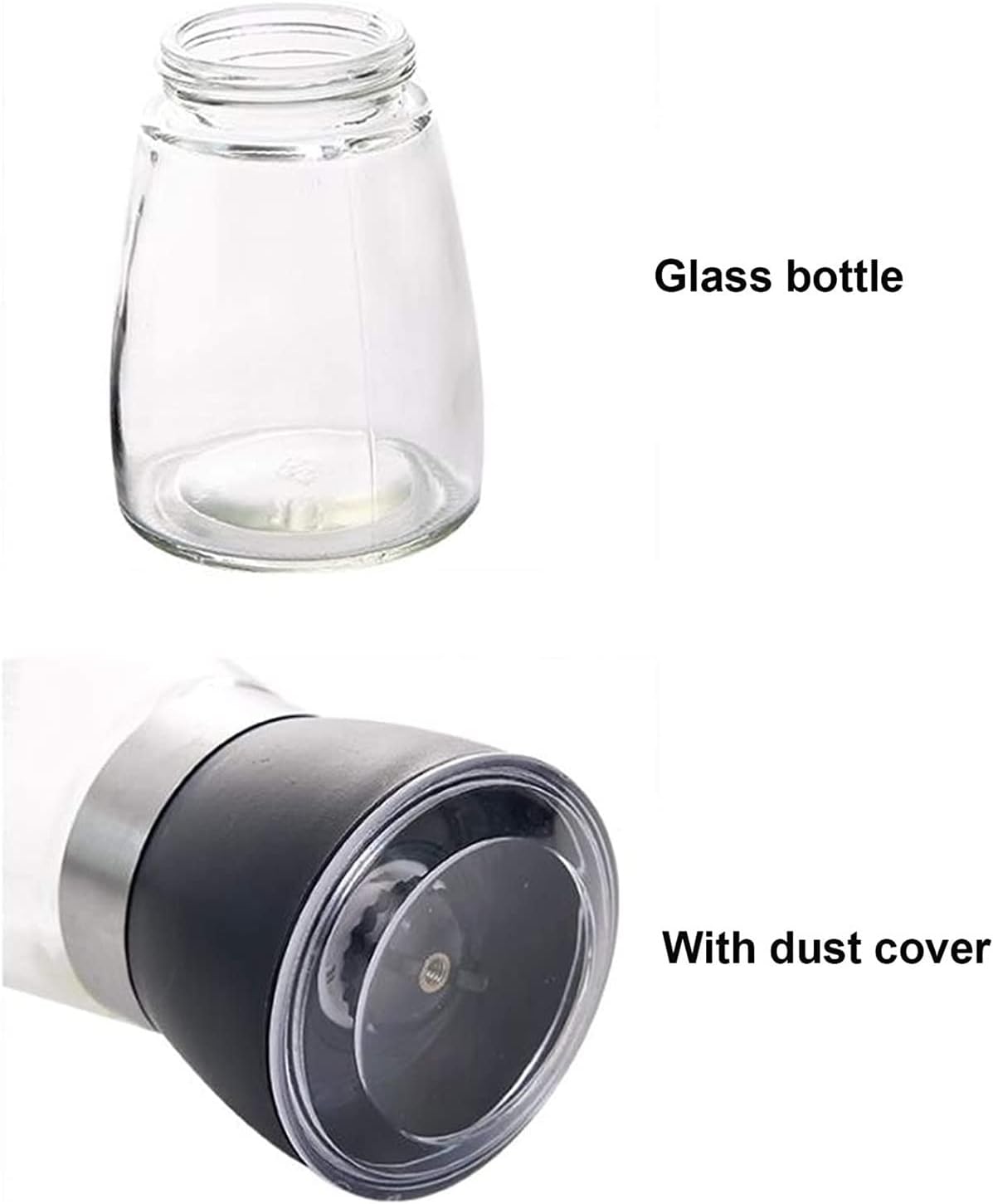 LEIXIUSM Refillable Pepper Mill 2pcs Black