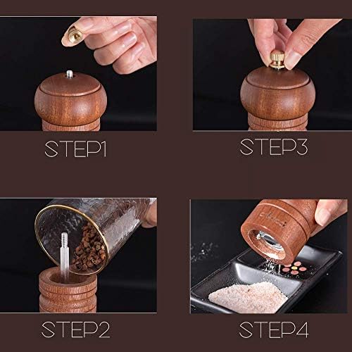 sdneNest Adjustable Wooden Salt and Pepper Mill Set