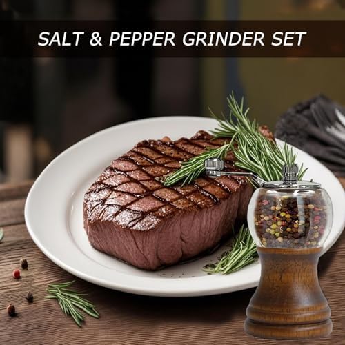 HONISOX Pepper Mill Set 2pcs - Retro Style Manual Wood Grinders