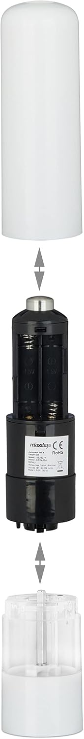Relaxdays Electric Pepper Mill Set of 2 with Light BlackWhite
