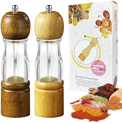 Feibety Salt and Pepper Grinder Set with Adjustable Coarseness