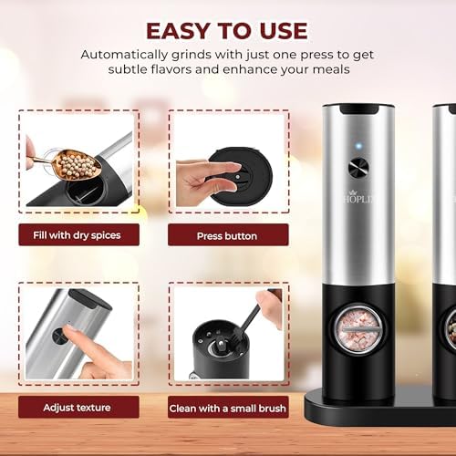 CHOPLIX USB Rechargeable Pepper Mill Set with LED Light