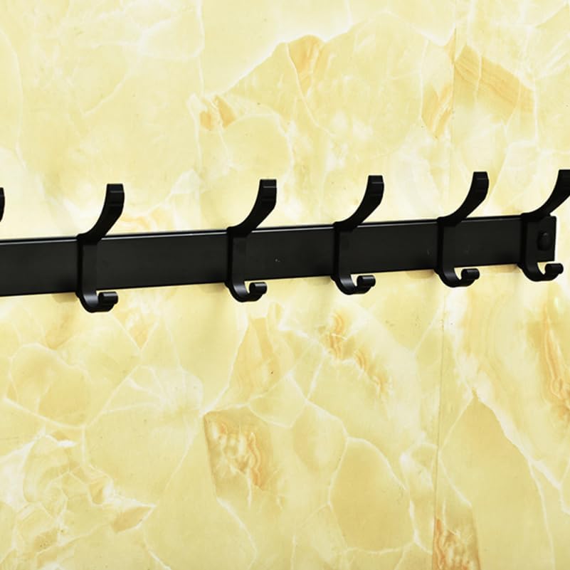 Ciieeo Wall Mounted 6 Peg Towel Rack Black