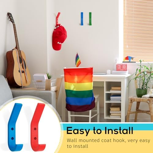 12 Pack Colorful Kids Wood Coat Hooks