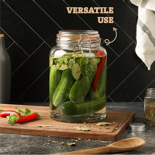 KitchenToolz Gallon Glass Jar with Hinged Lids - Pack of 2