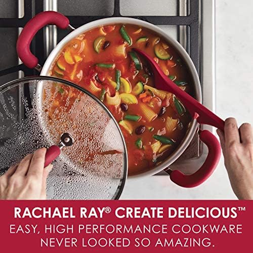 Rachael Ray 6 Quart Nonstick Stockpot with Lid - Red 1