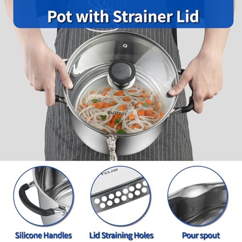 8 Quart Stock Pot with Glass Lid and Pour Spout