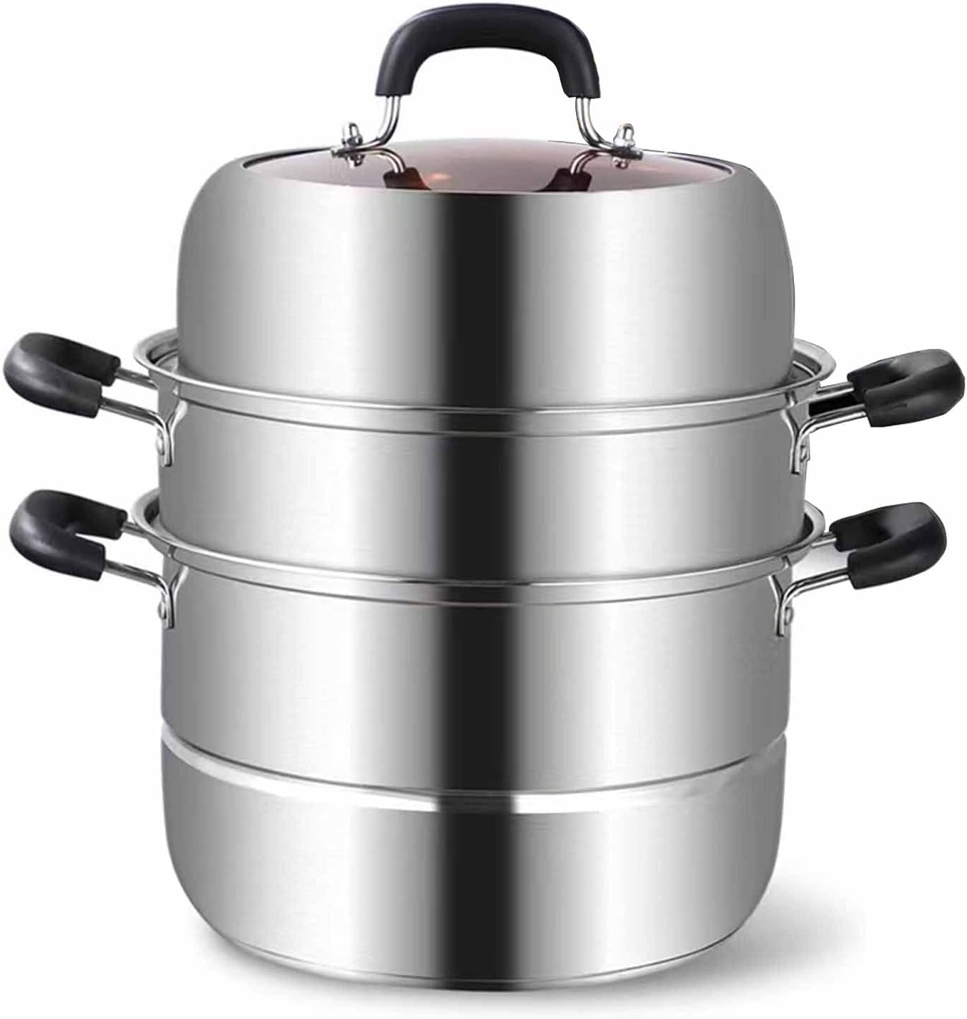 LCPUD 11 Inch 3-Tier Stainless Steel Steamer Pot with Lid