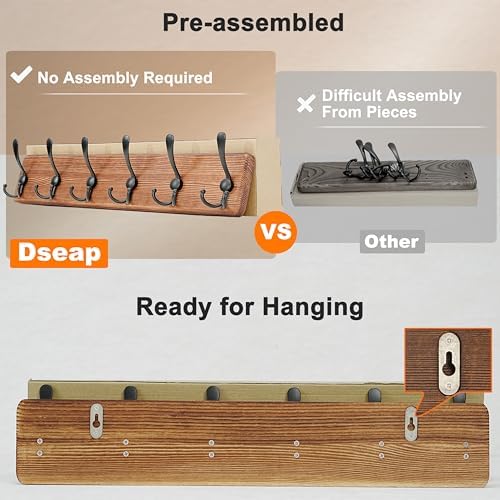 Dseap Wall Mounted Coat Rack 24 Long 6 Triple Hooks