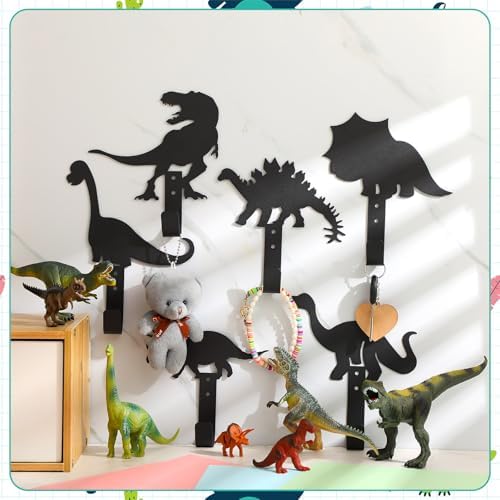 Zhengmy Dinosaur Theme Wall Coat Hooks Black Metal