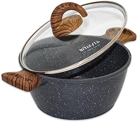 Minluful 9 Inch Nonstick Stockpot with Lid - Black