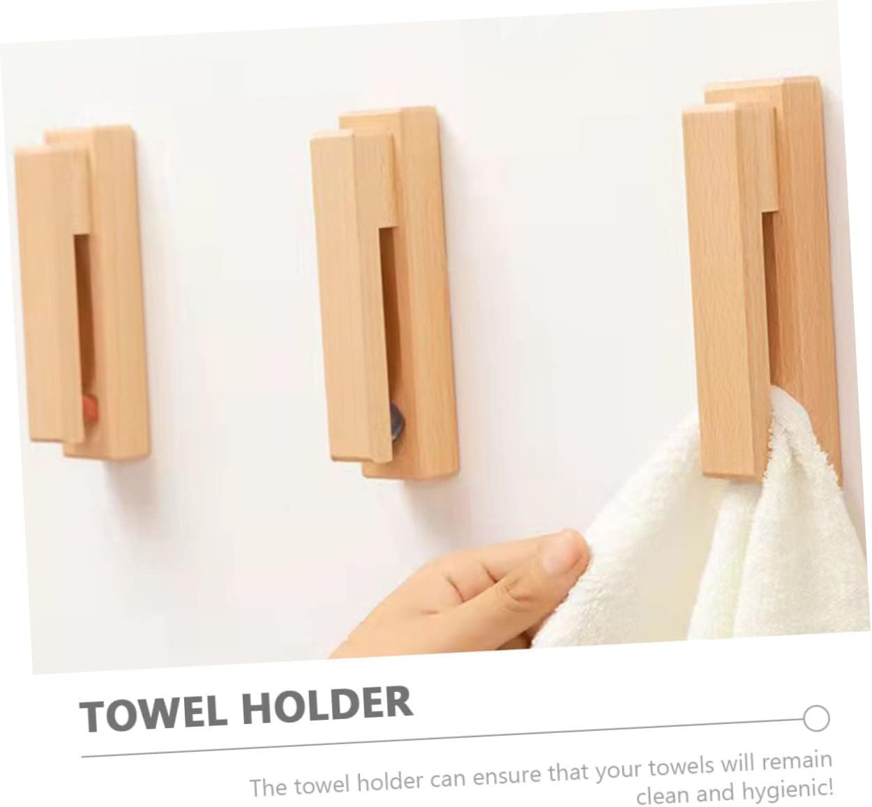 Alipis 2pcs Solid Wood Towel Hooks for Wall Mount