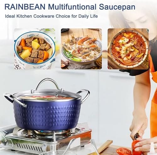 37 Quart Nonstick Stockpot with Lid - Blue Anodized Ceramic Induction Safe