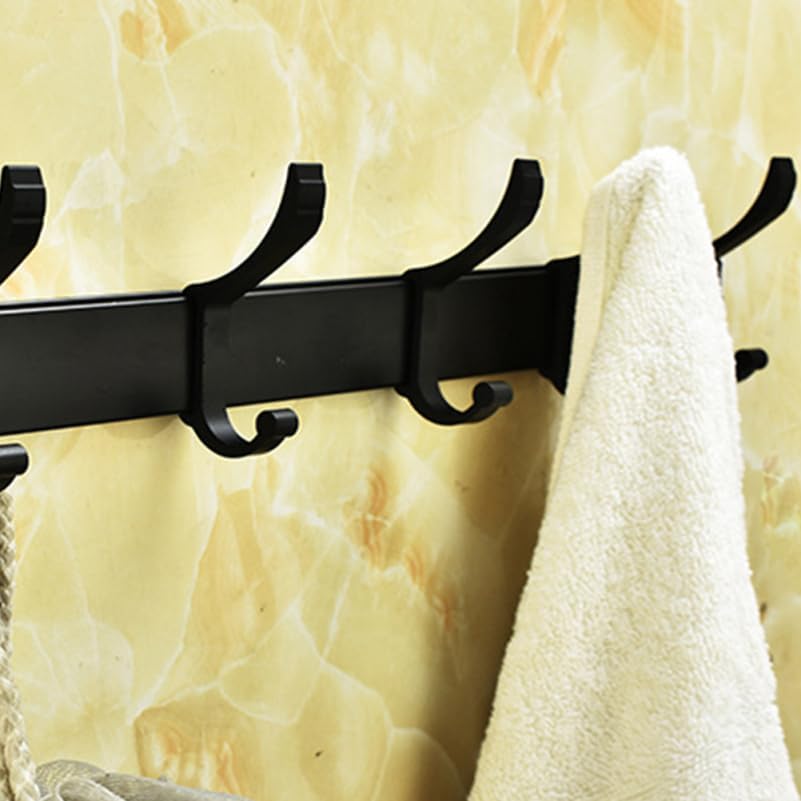 Ciieeo Wall Mounted 6 Peg Towel Rack Black