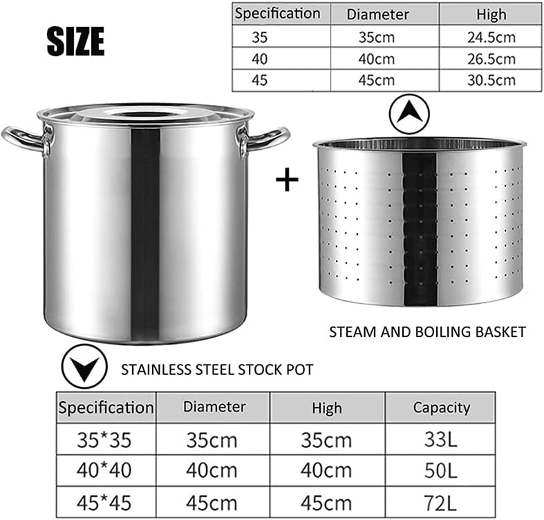 AIZYR 27QT Stainless Steel Stock Pot with Basket and Lid