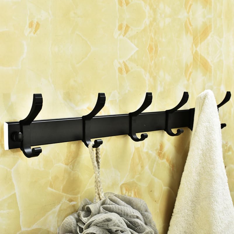 Ciieeo Wall Mounted 6 Peg Towel Rack Black