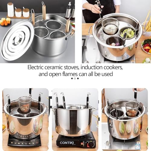 Xgxoz 9-Piece Pasta Cooker Set with 6 Holes and Stainless Steel Lid