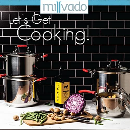 Millvado 6 Quart Stock Pot with Glass Lid and Steam Hole