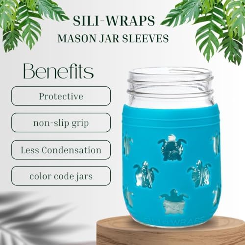 Sili Wraps Mason Jar Wraps Pink Sunset Turtle Set of 4
