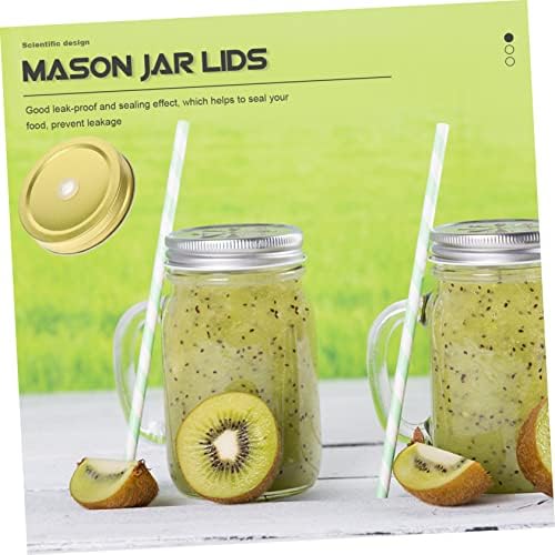BRIGHTFUFU 48 Pcs Reusable Mason Jar Lids with Straw Hole