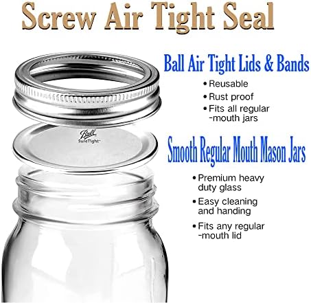 MEM WORLDSHOP 8 oz Regular Mouth Mason Jars 6 Pack