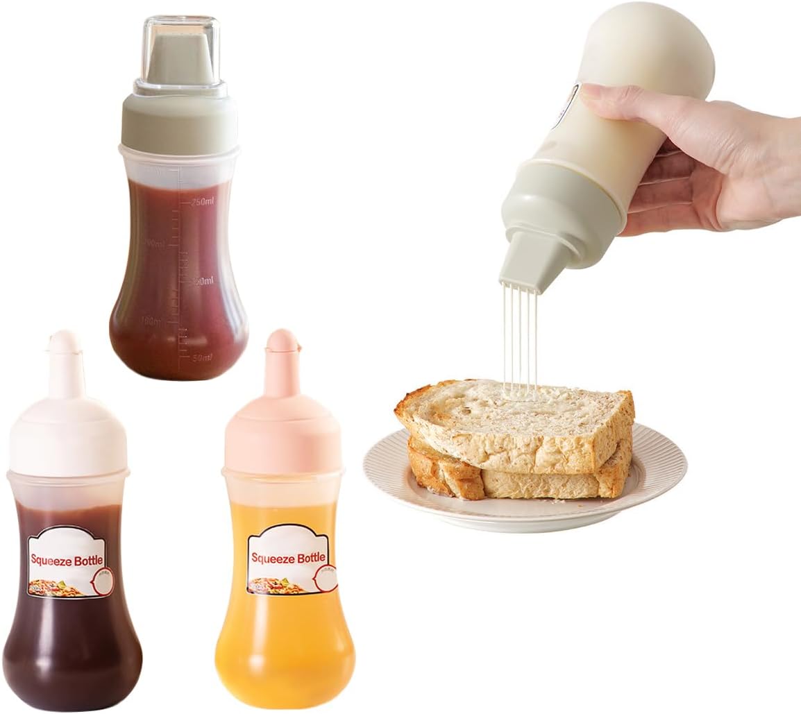RROAD 4Packs Condiment Squeeze Bottle with 5-Hole Nozzle