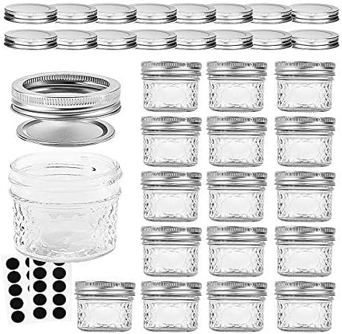 VERONES 4 Oz Mason Jars 16 Pack with Lids and Bands