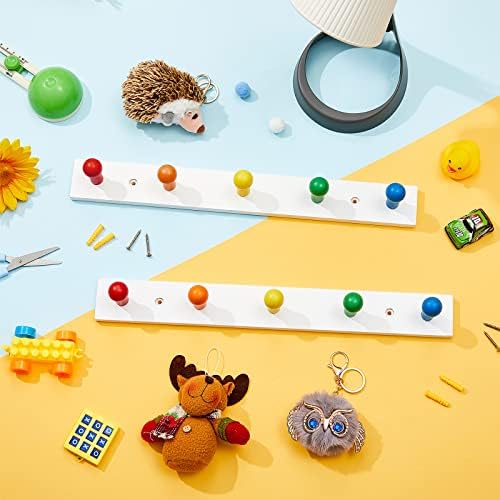 Maitys 4 Pcs Rainbow Kids Wall Coat Hooks
