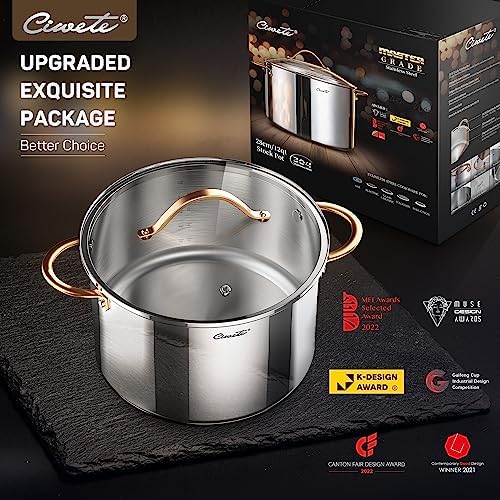Ciwete 8 Quart 12 Quart Stock Pot Set