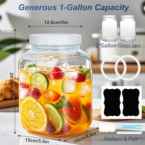 Galssmagic 1 Gallon Glass Jar with Lids 2 Pack 1