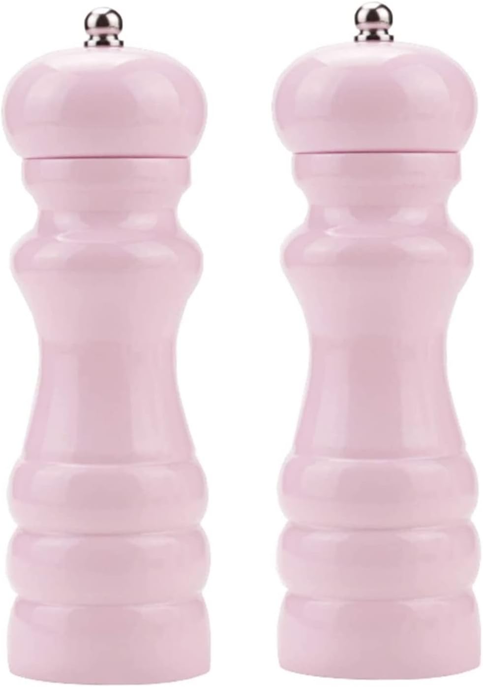 BOFANGSM Pepper Salt Grinder 2 Pcs Wooden Adjustable Spice Mill Pink