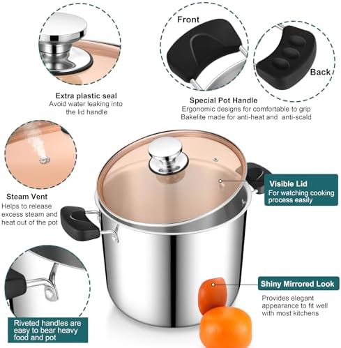 10 Quart 3-Ply Stainless Steel Stock Pot with Lid