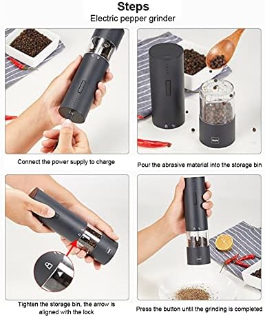 Electric Pepper Grinder with LED Light - Automatic Mill