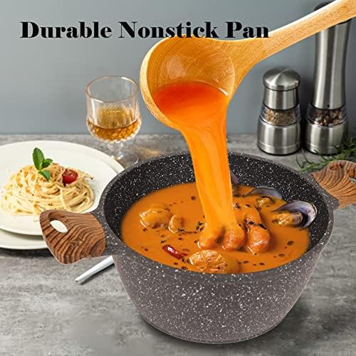 Minluful 9 Inch Nonstick Stockpot with Lid - Black