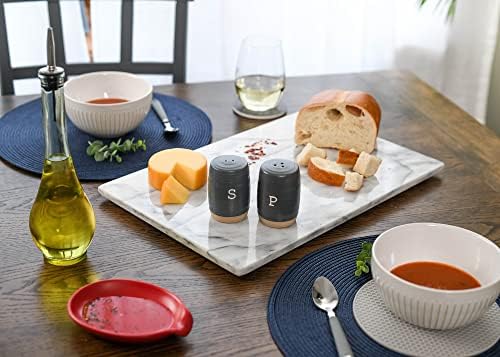 Nat Jules Raw Bottom Grey Ceramic Salt Pepper Shaker Set