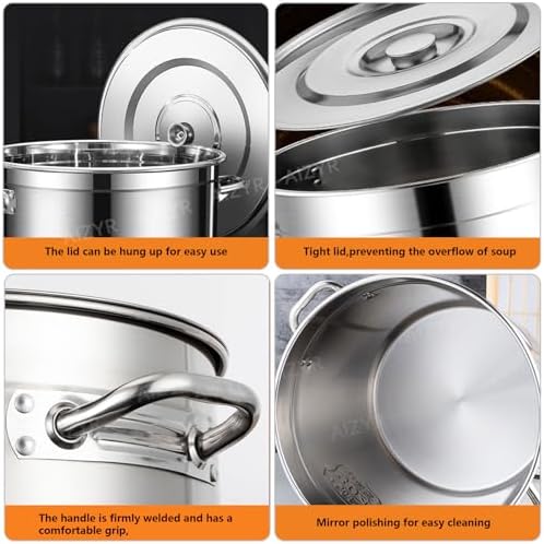 AIZYR 304 Stainless Steel Stock Pot with Lid