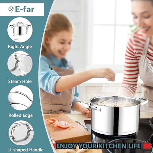 E-far 6 Quart Stainless Steel Stock Pot with Lid