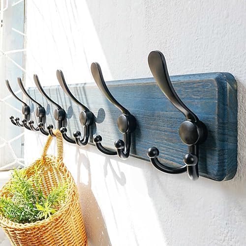 Dseap Wall Mounted Coat Rack 24 Long 6 Triple Hooks