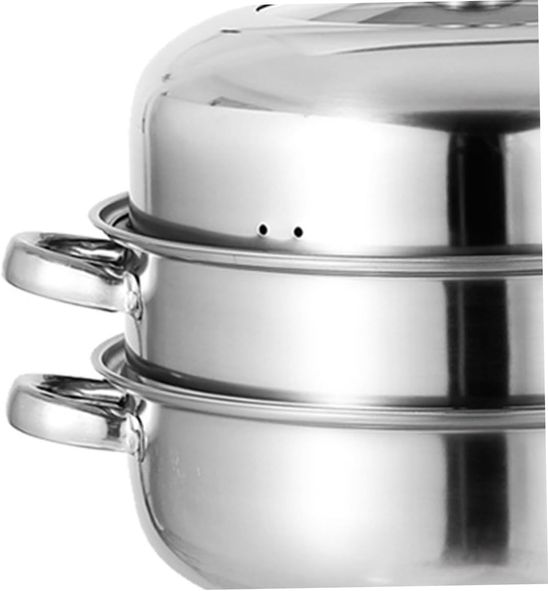 BEBEMOKO 3 Layer Steamer Pot Stainless Steel Glass with Anti-Scalding Handle