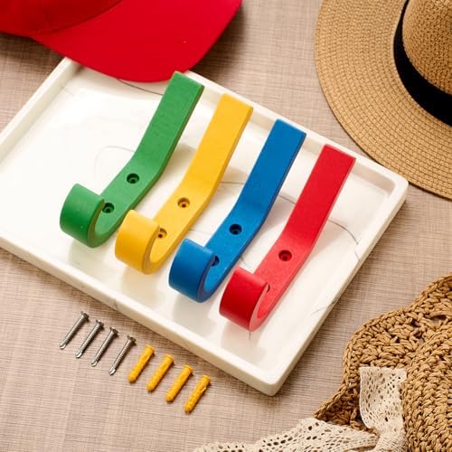 12 Pack Colorful Kids Wood Coat Hooks