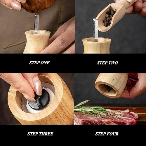 MAGICLULU Acacia Wood Salt Pepper Set with Mushroom Shakers