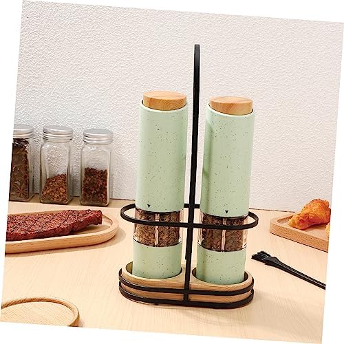 Cabilock 2pcs Adjustable Coarseness Salt Pepper Shaker Set with Stand