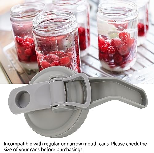 Yosoo Leak Proof Mason Jar Lid with Handle and Flip Cap - Gray