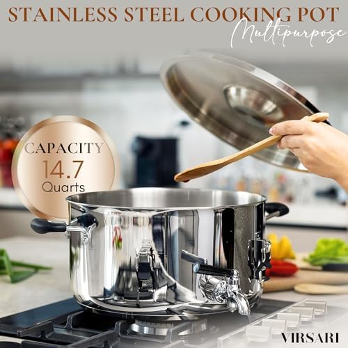 Virsari 147 Qt Stockpot with Flip-and-Serve Lid and Strainer