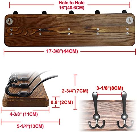 Dseap Wall Mounted Coat Rack 24 Long 6 Triple Hooks
