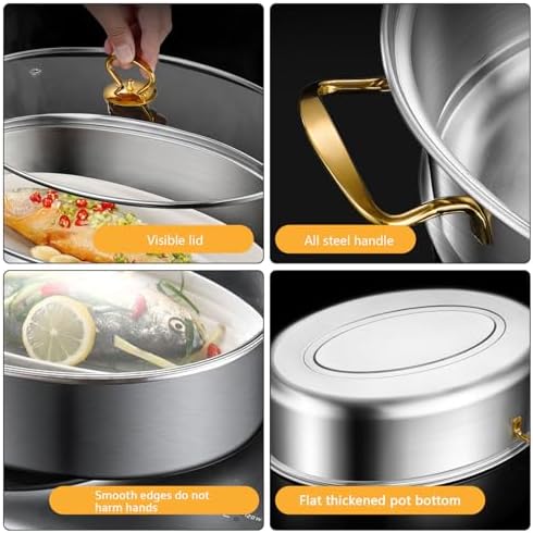 AIZYR 304 Stainless Steel 2 Tier Fish Steamer with Rack Lid
