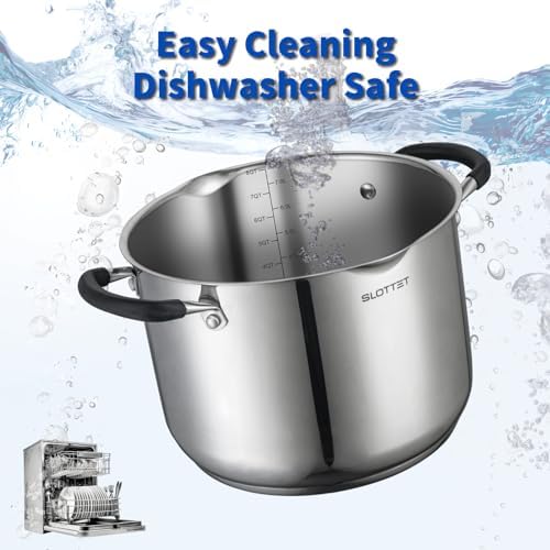 8 Quart Stock Pot with Glass Lid and Pour Spout