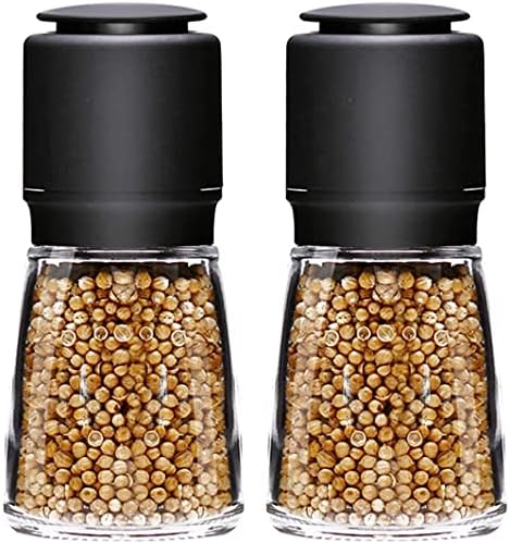 Adjustable Salt and Pepper Mill Set with Glass Bottle
