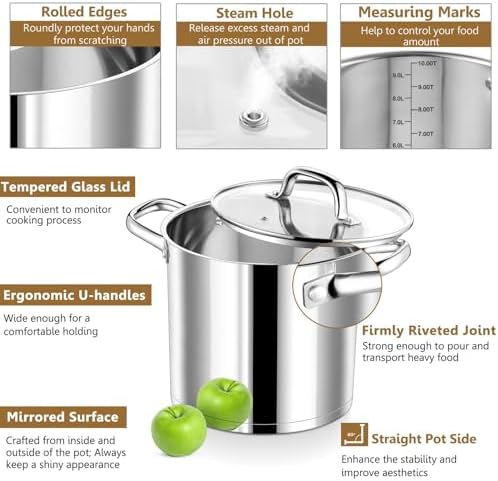 PP CHEF 10 Quart Stock Pot with Glass Lid